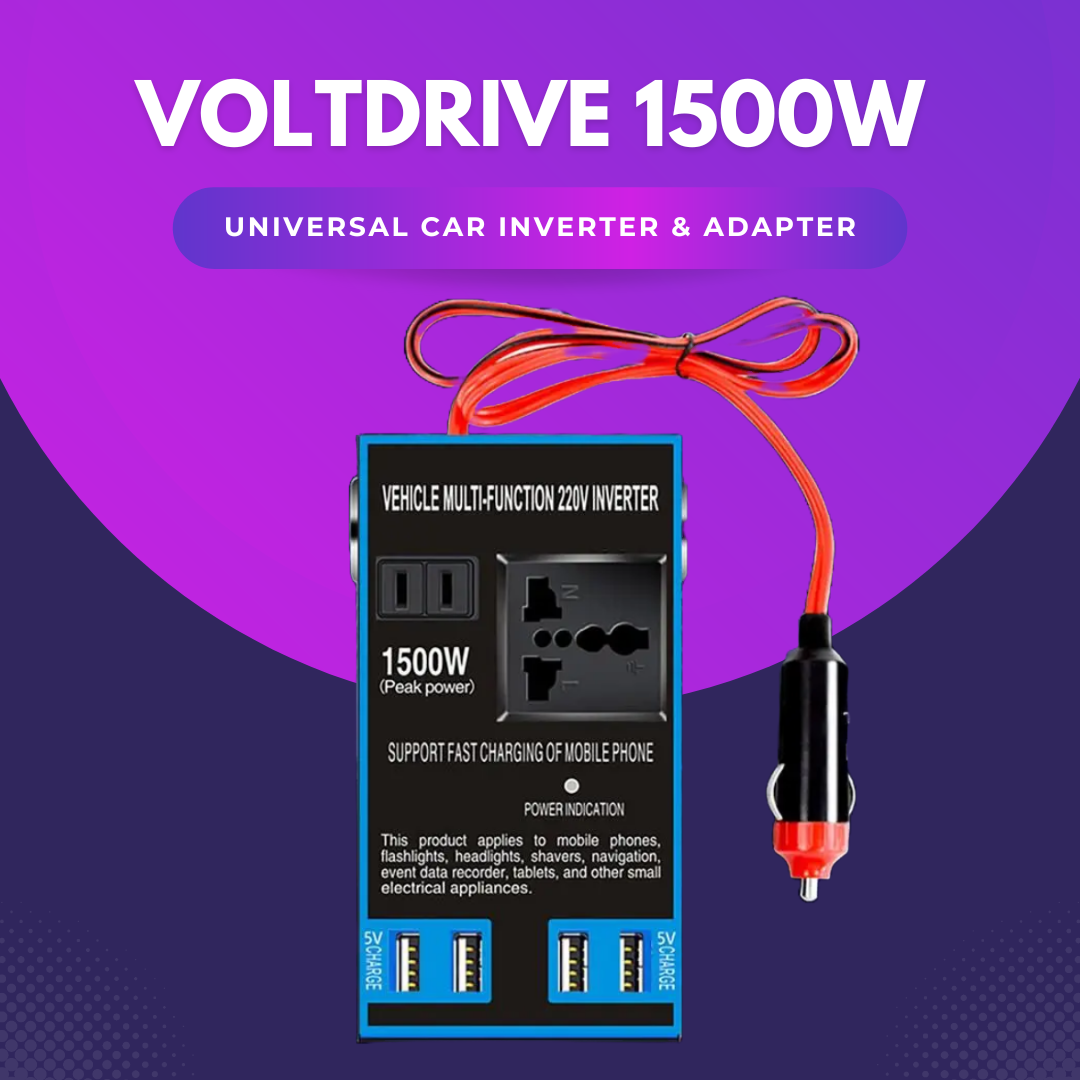 VoltDrive 1500W: Universal Car Inverter & Adapter