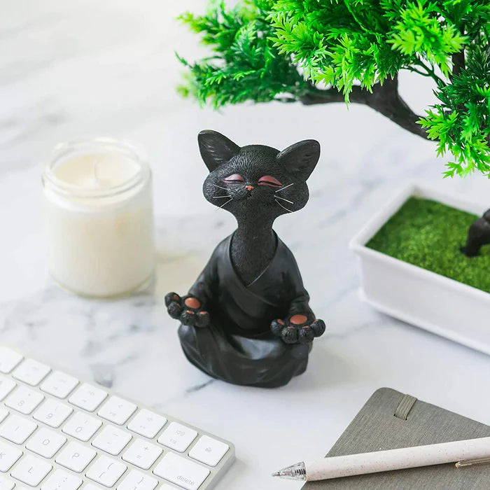 Whimsical Buddha Cat Figurine