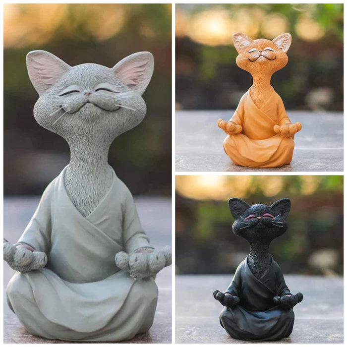 Whimsical Buddha Cat Figurine